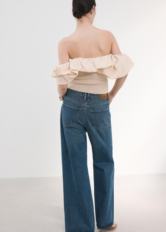 MANGO Knitted Top 'Niebla' in Beige