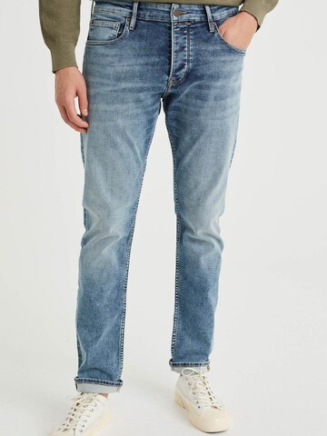 WE Fashion Slimfit Jeans in Blauw: voorkant