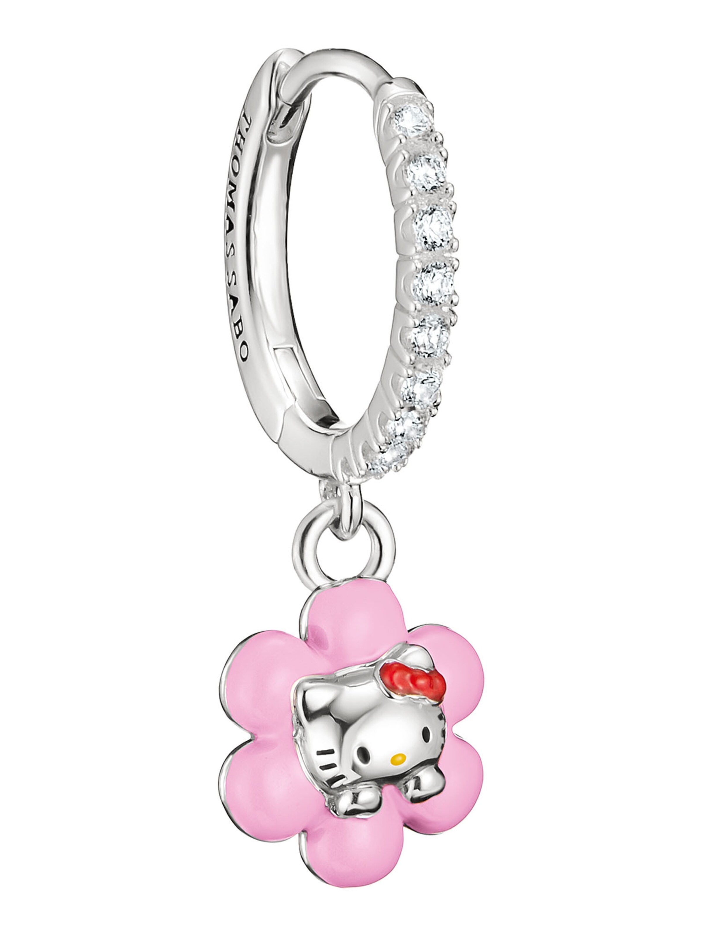 Thomas Sabo Hello Kitty Single-Creole Blume mit Zirkonia in Silber: Vorderseite