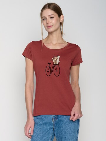 GREENBOMB Shirt 'Bike Cats Basket' in Rood: voorkant