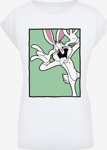 F4NT4STIC Shirt 'Looney Tunes Bugs Bunny Funny Face' in Wit: voorkant