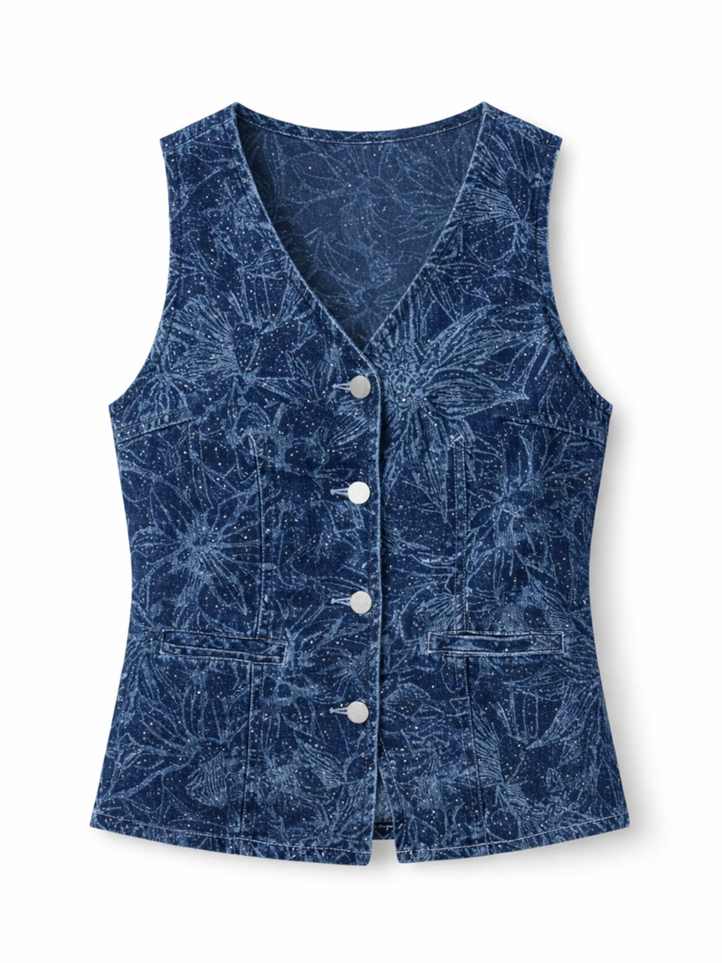 IT'S BASIC Bodywarmer 'DENIM WAISTCOAT' in Blauw: voorkant