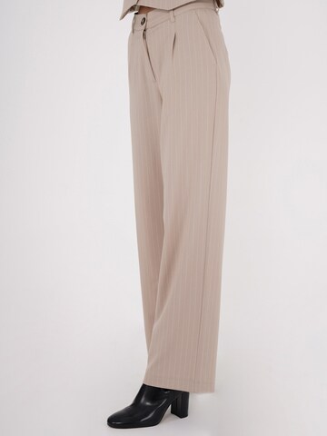 FRESHLIONS Wide leg Bandplooibroek in Beige