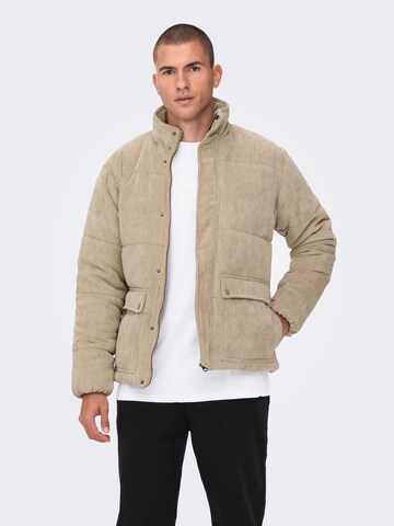 Only & Sons Демисезонная куртка 'Cash' в Бежевый: спереди