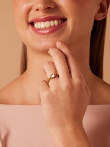 Lucardi Ring 'Herz' in Goud: voorkant