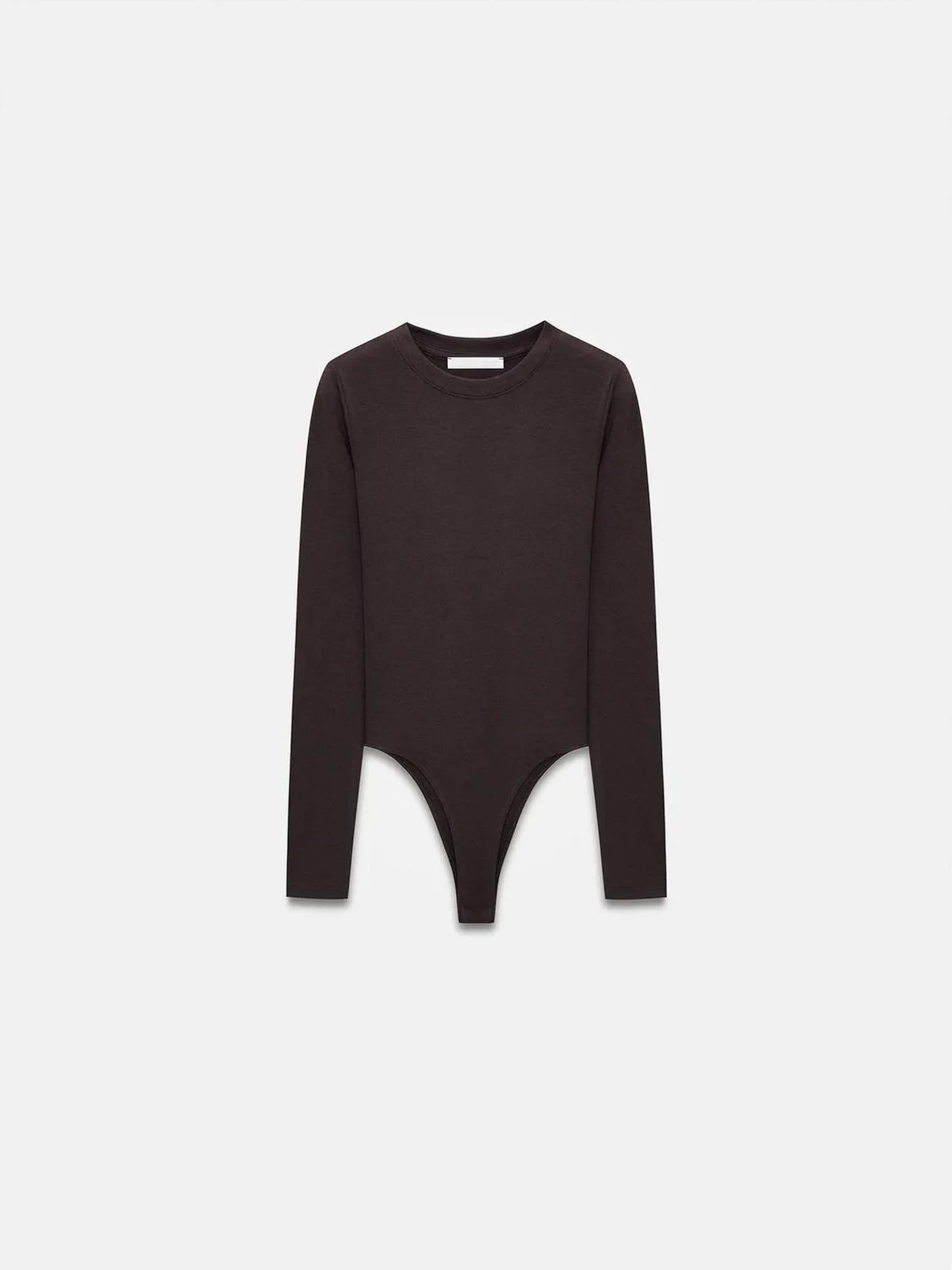 Dilvin - Blusa body em castanho: frente