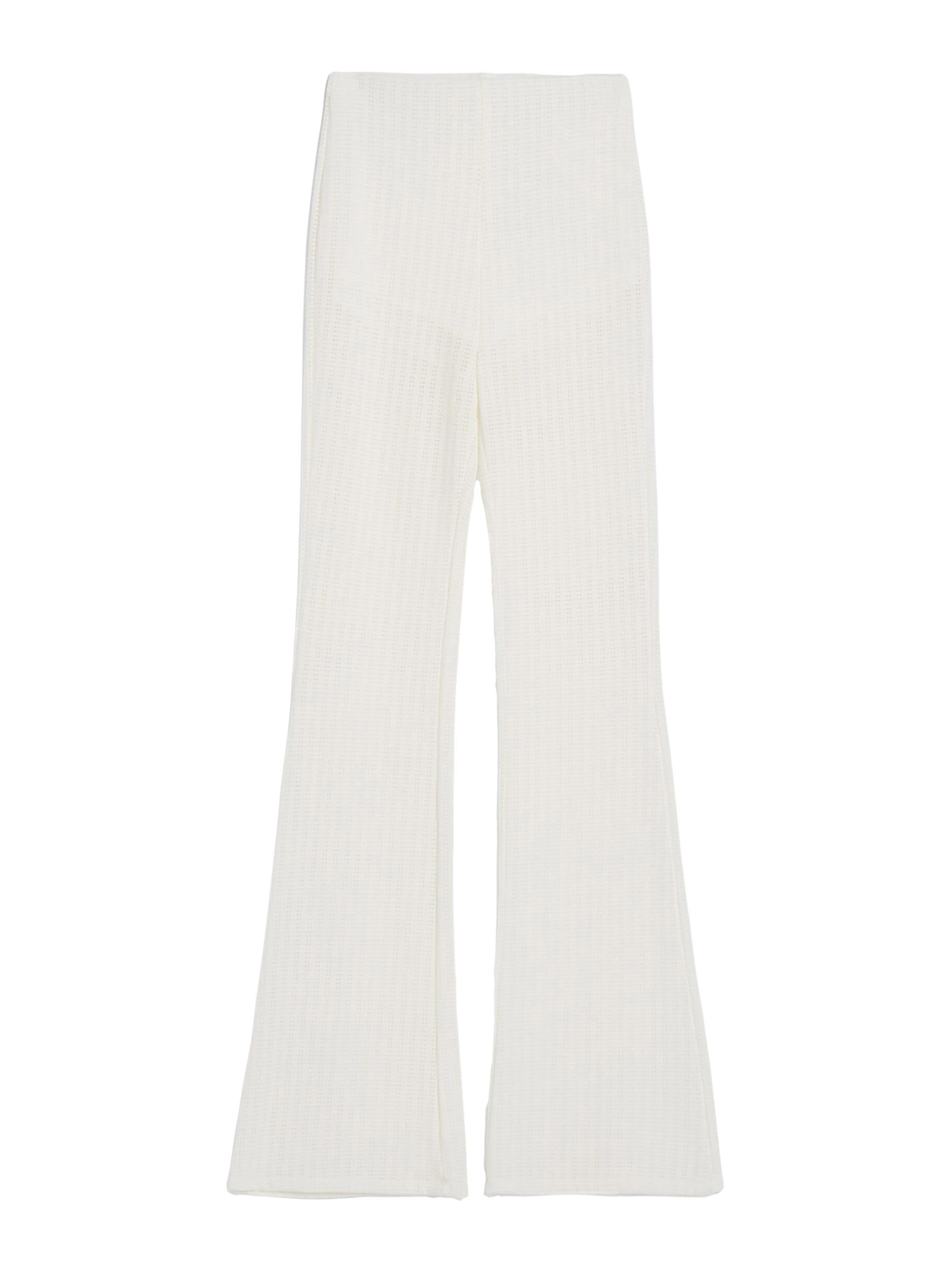 Bershka Flared Trousers in White: front