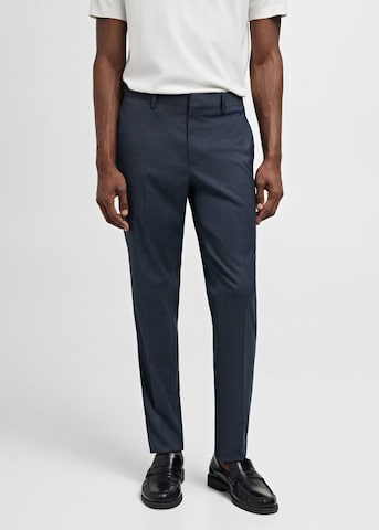 MANGO MAN Slim fit Pleated Pants 'Paris' in Blue: front