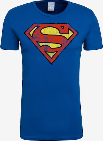 LOGOSHIRT Shirt 'Superman-Logo' in Blue: front