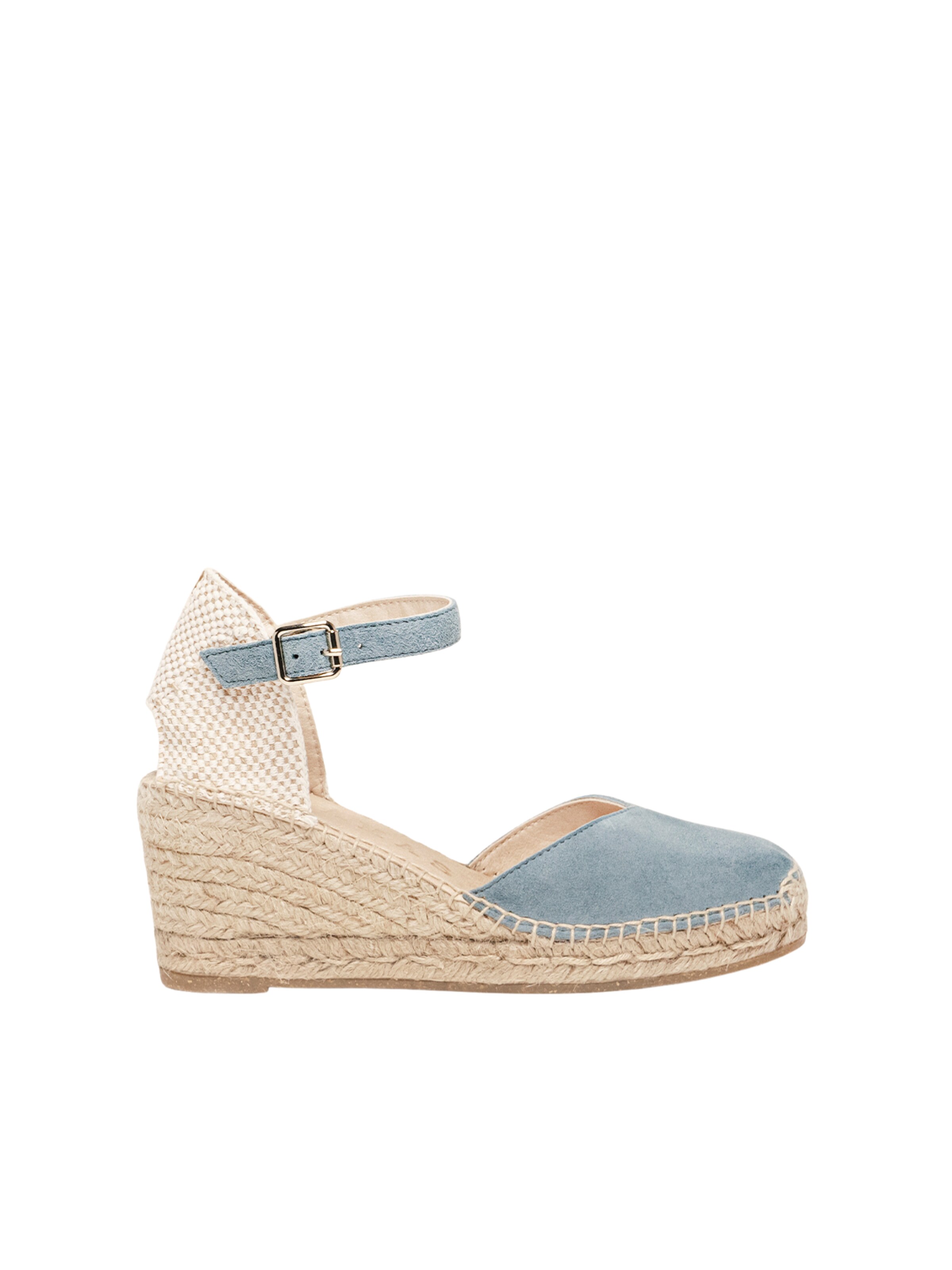 Alhamas - Sandalias con hebilla 'Alpargata Cuña 7 cm' en azul: frente
