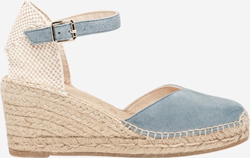 Alhamas - Sandalias con hebilla 'Alpargata Cuña 7 cm' en azul: frente