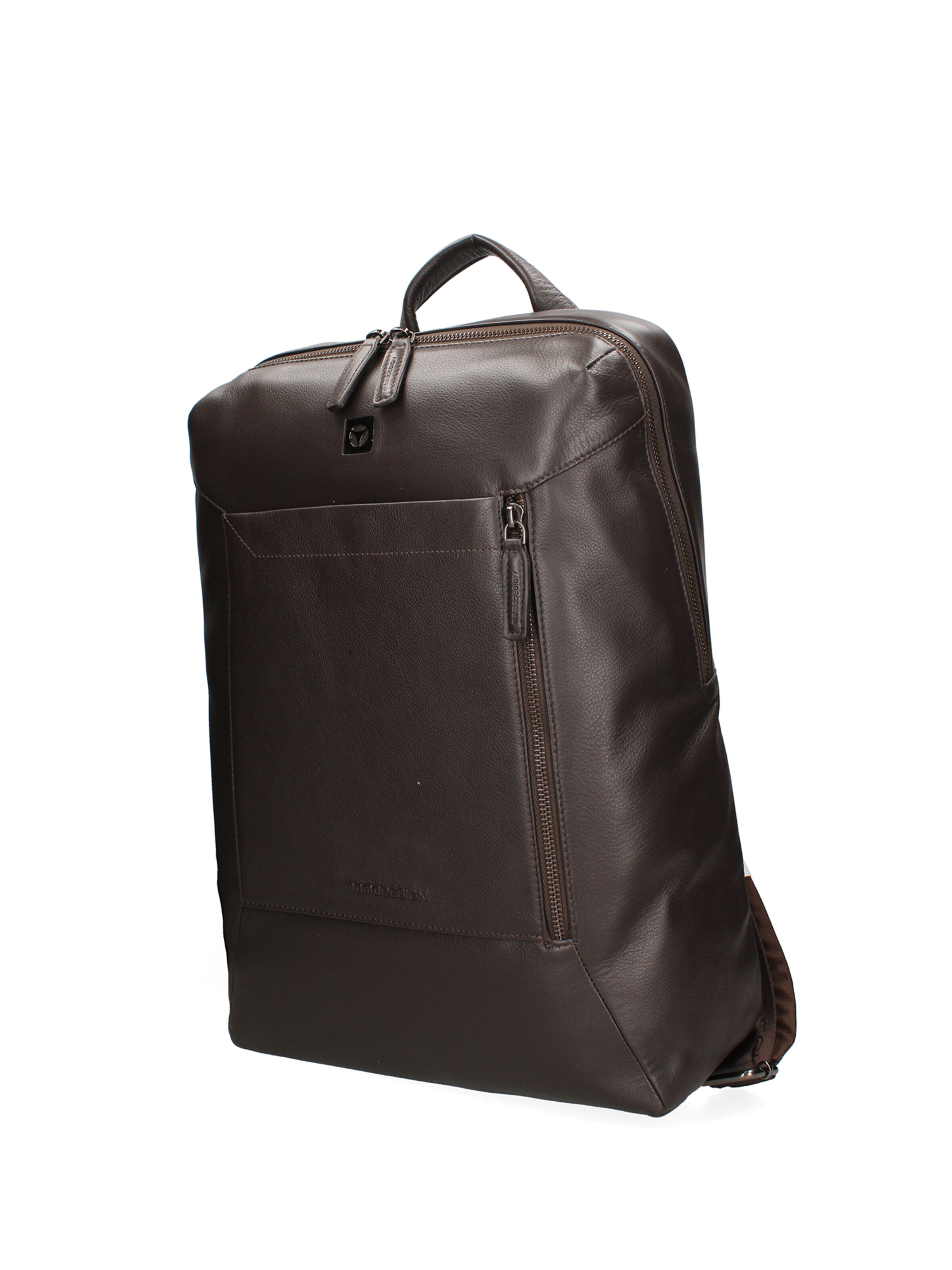 Zaino 'Zaino Uomo Pelle Vera Testa di Moro - Chiusura Zip e Tasche Organizzate' di Momo Design in marrone