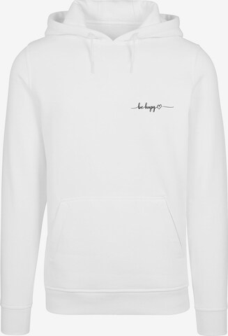Merchcode Sweatshirt 'Be Happy' in Wit: voorkant