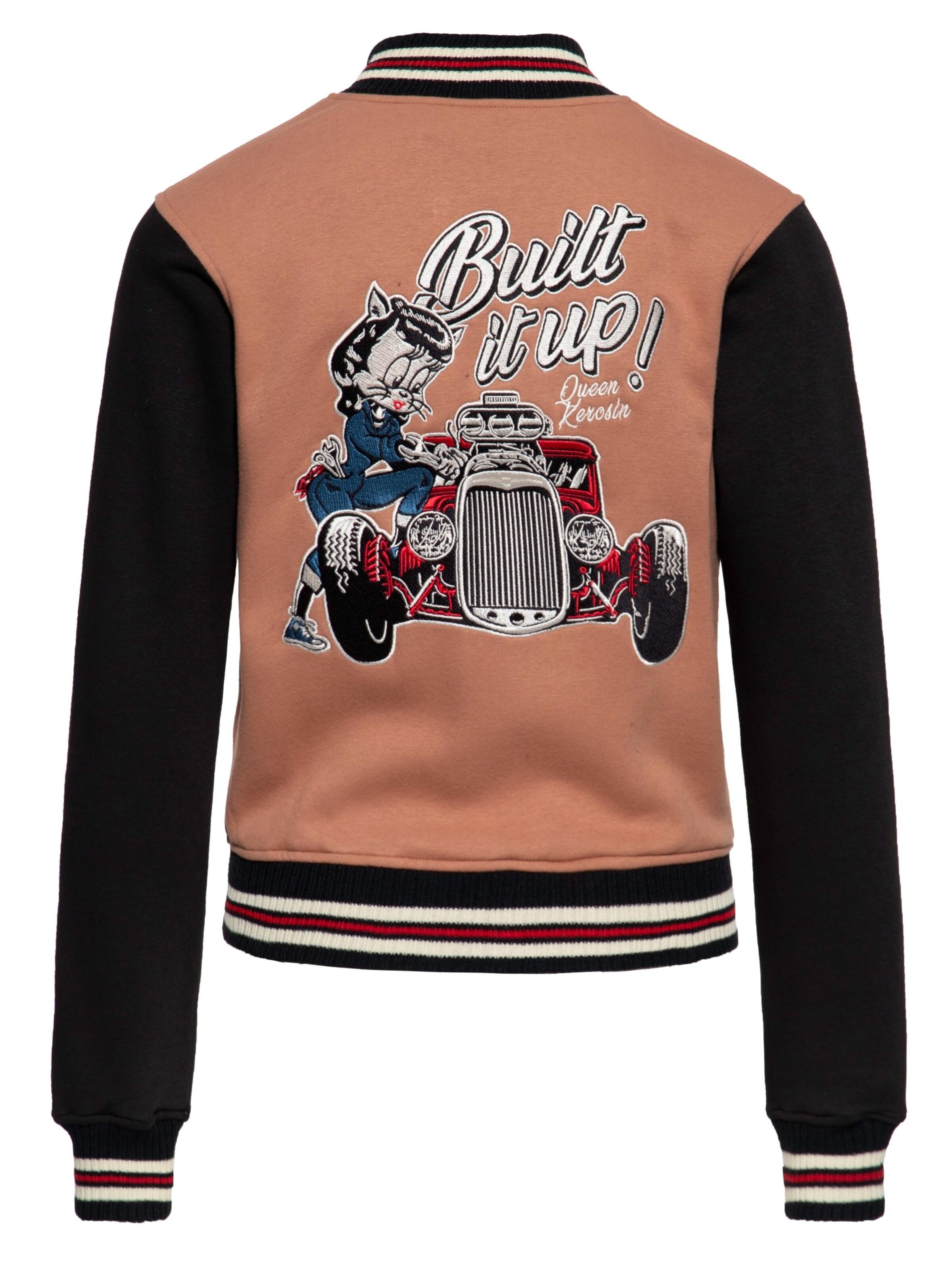 Queen Kerosin Sweatjacke 'Built it up!' in Braun