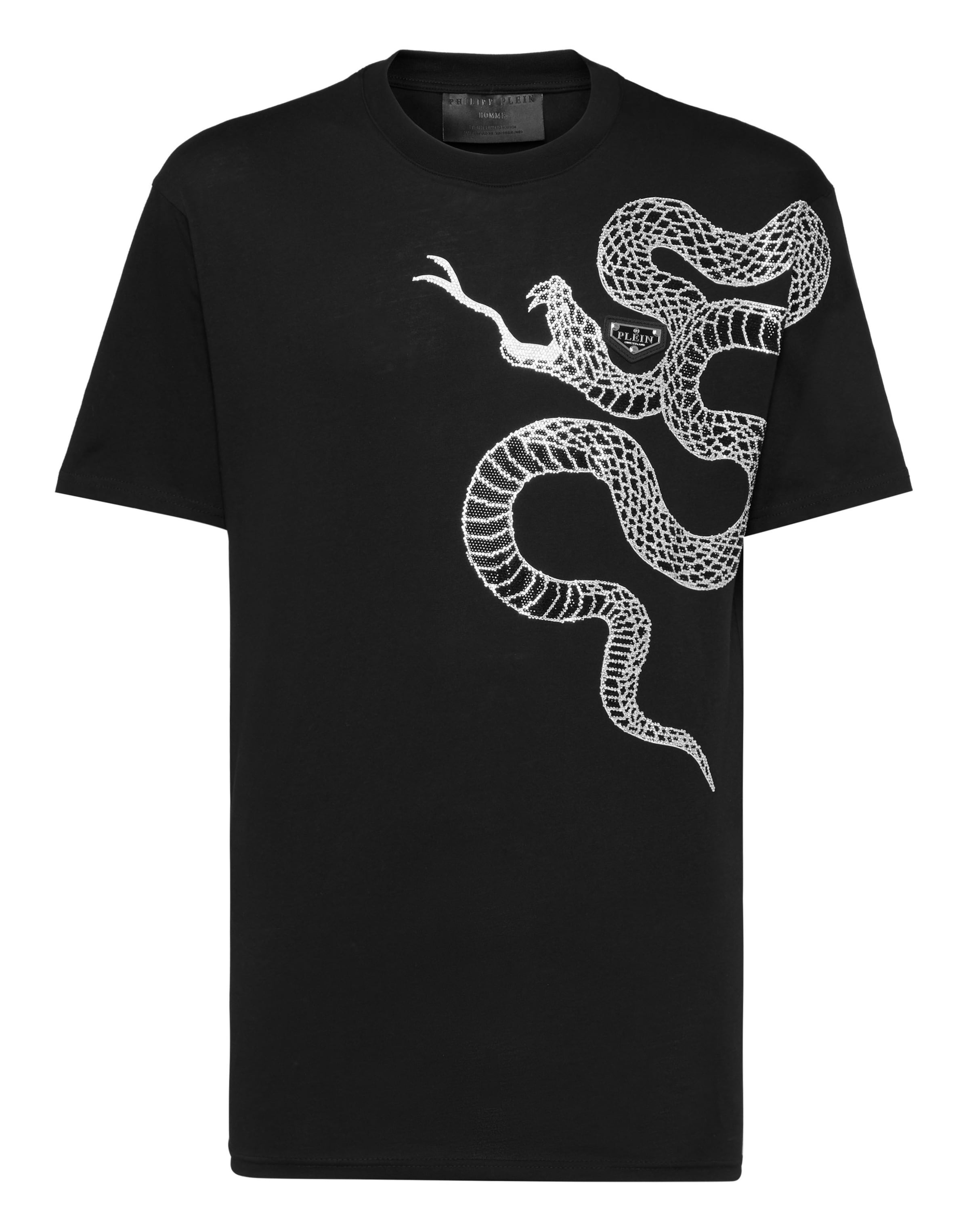 Philipp Plein - Camiseta 'Snake' en negro: frente