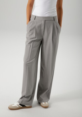 Aniston CASUAL Wide leg Pleated Pants in Grey: front