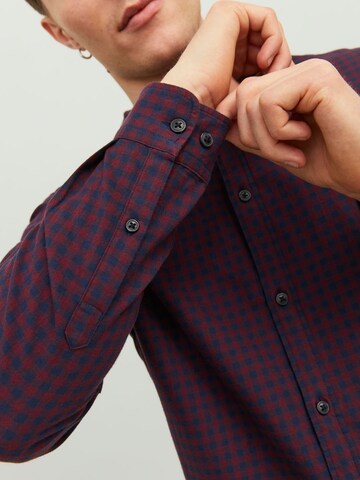 JACK & JONES Slim Fit Hemd 'Gingham' in Blau