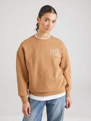 NAPAPIJRI Sweatshirt 'B-RHIN' i brun: framsida
