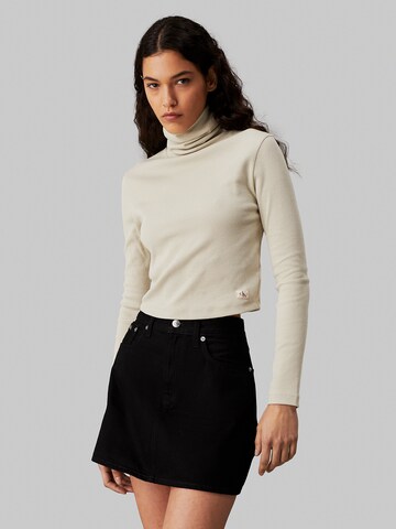 T-shirt Calvin Klein Jeans en beige : devant