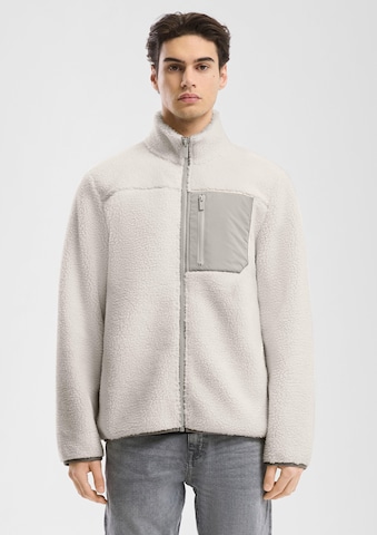 QS Fleece jas in Wit: voorkant