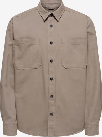 Only & Sons Button Up Shirt 'ONSAlp' in Beige: front