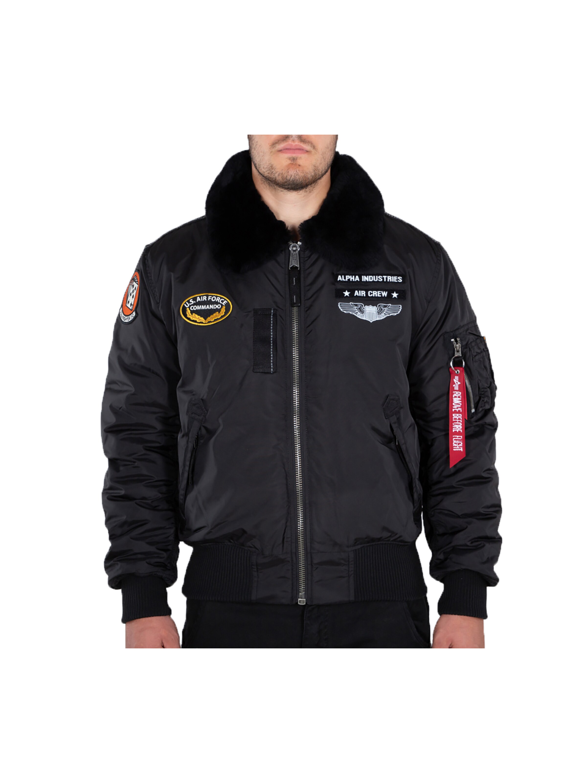ALPHA INDUSTRIES Between-Season Jacket 'Injector III Air Force' in Black: front