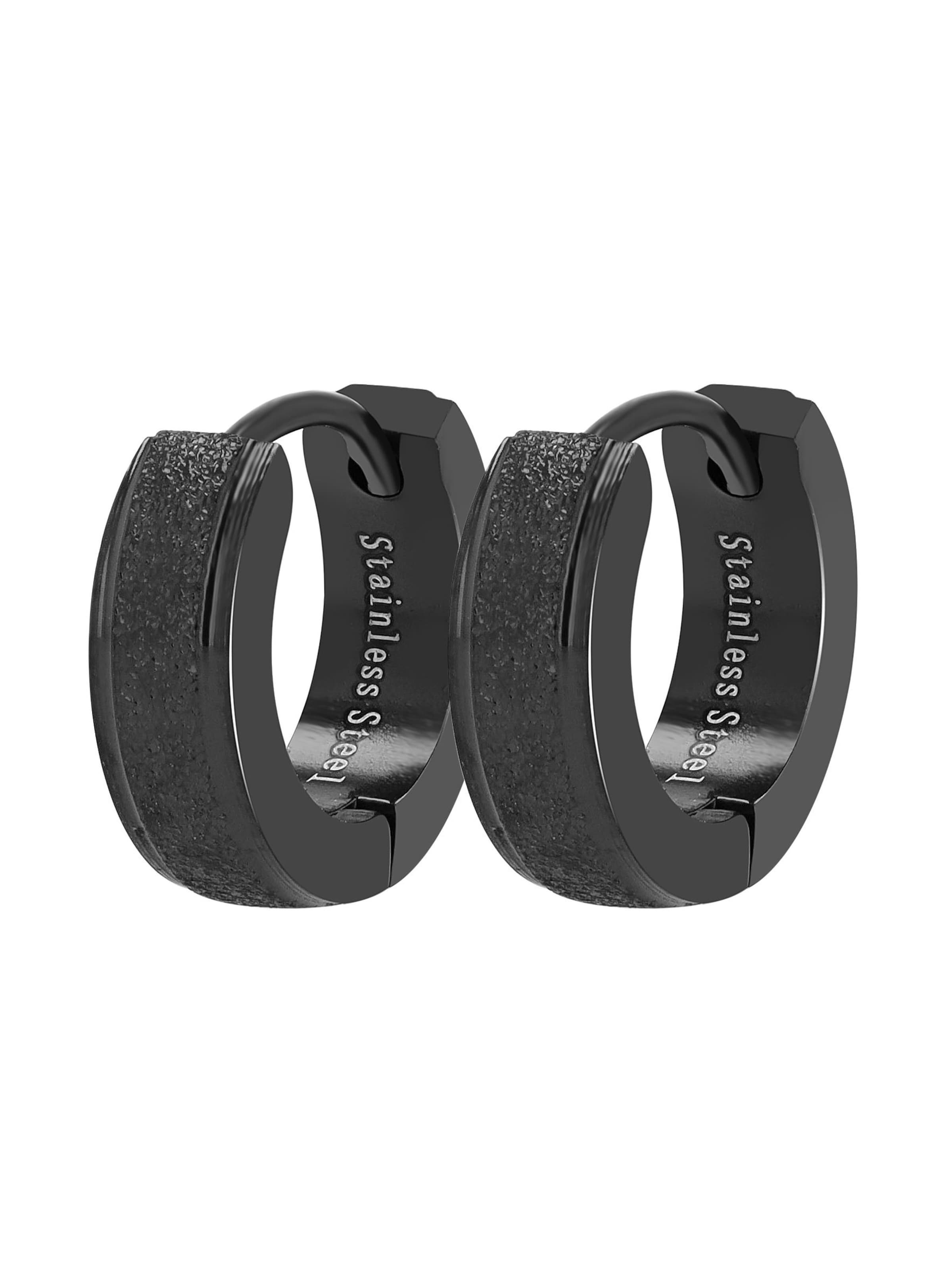 Akzent Ohrringe 'Edelstahl, D: 9 mm/ 4 mm breite, hautverträglich'‌ in Schwarz