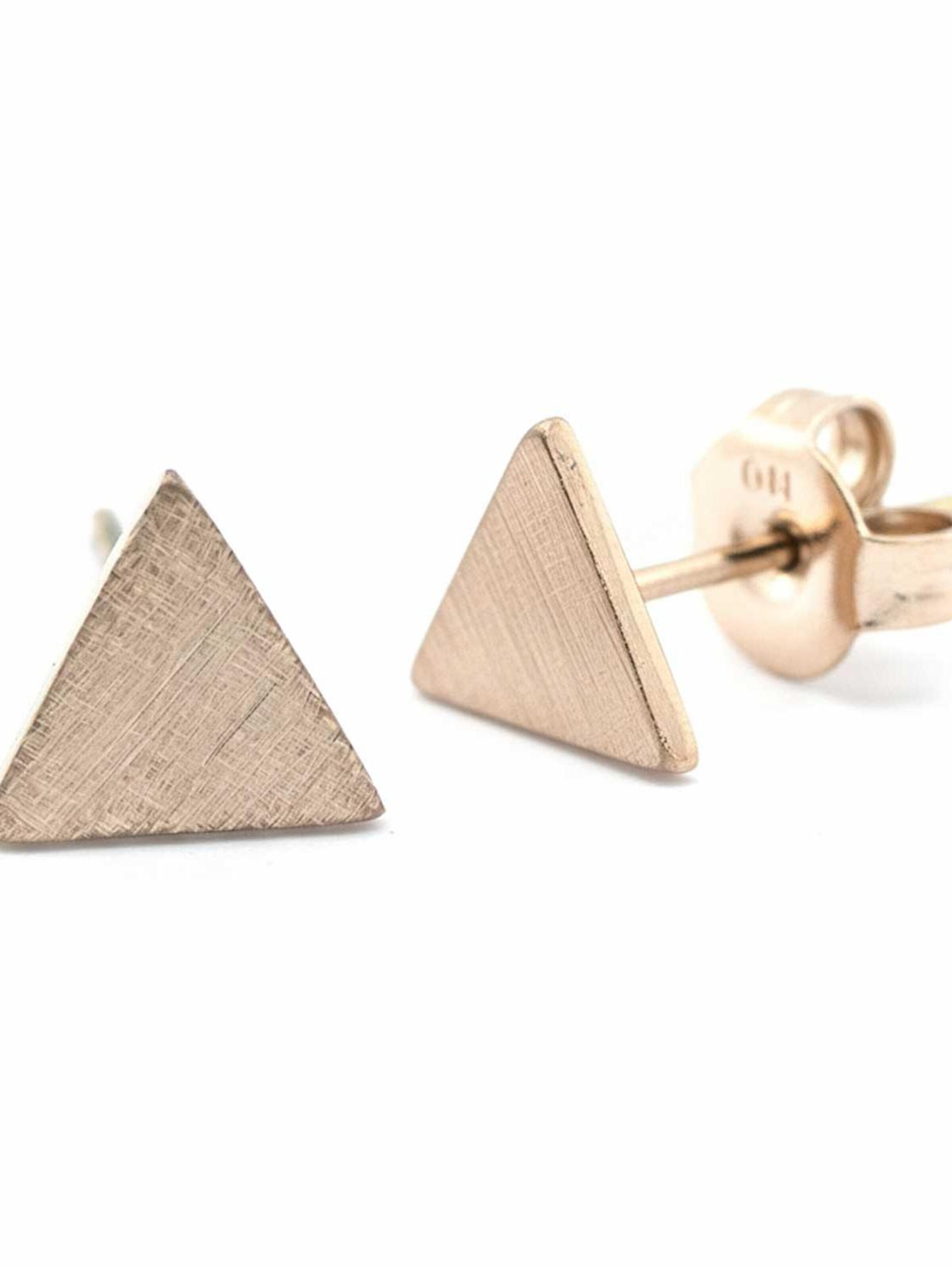 Sergio Engel Earrings 'Pura Ohrring 13 Dreieckohrstecker in Edelstahl mit gekratzter Oberfläche' in Gold: front