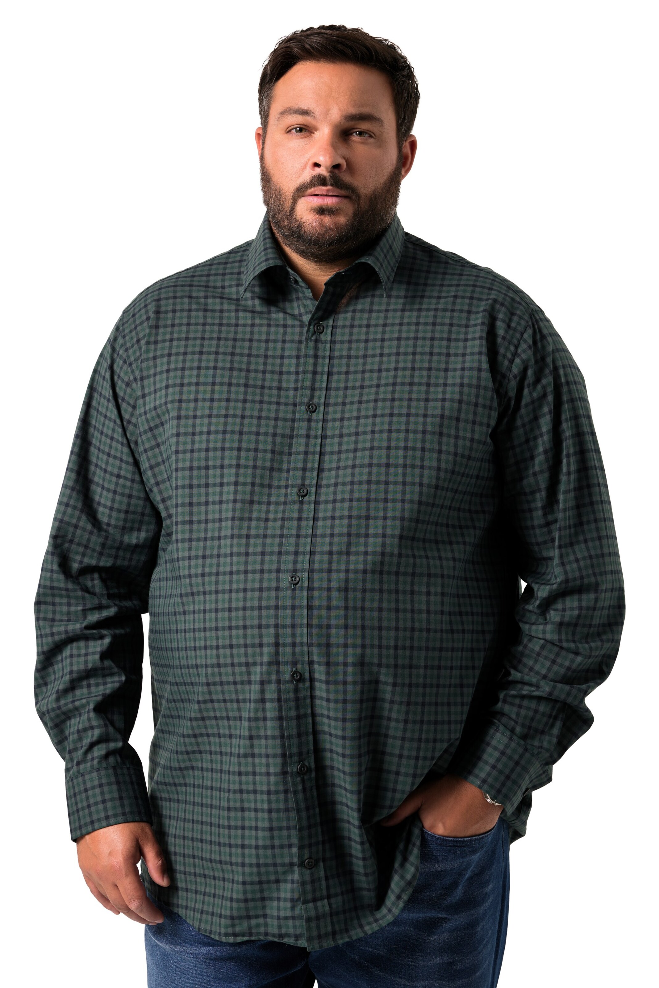 Men Plus Comfort Fit Hemd in Grün: Vorderseite