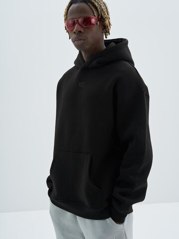 Ossy Homer Sweatshirt 'Temel Büyük Boy Kapüşonlu - 3-Faden, innen angeraut, mit Fleece' in Schwarz