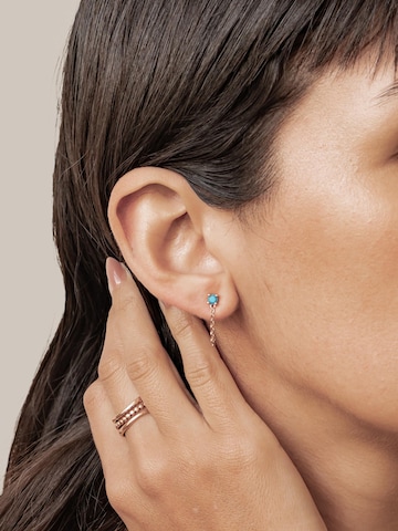 Boucles d'oreilles 'Aquamarine Chain Loop Stud' Hey Happiness en or : devant