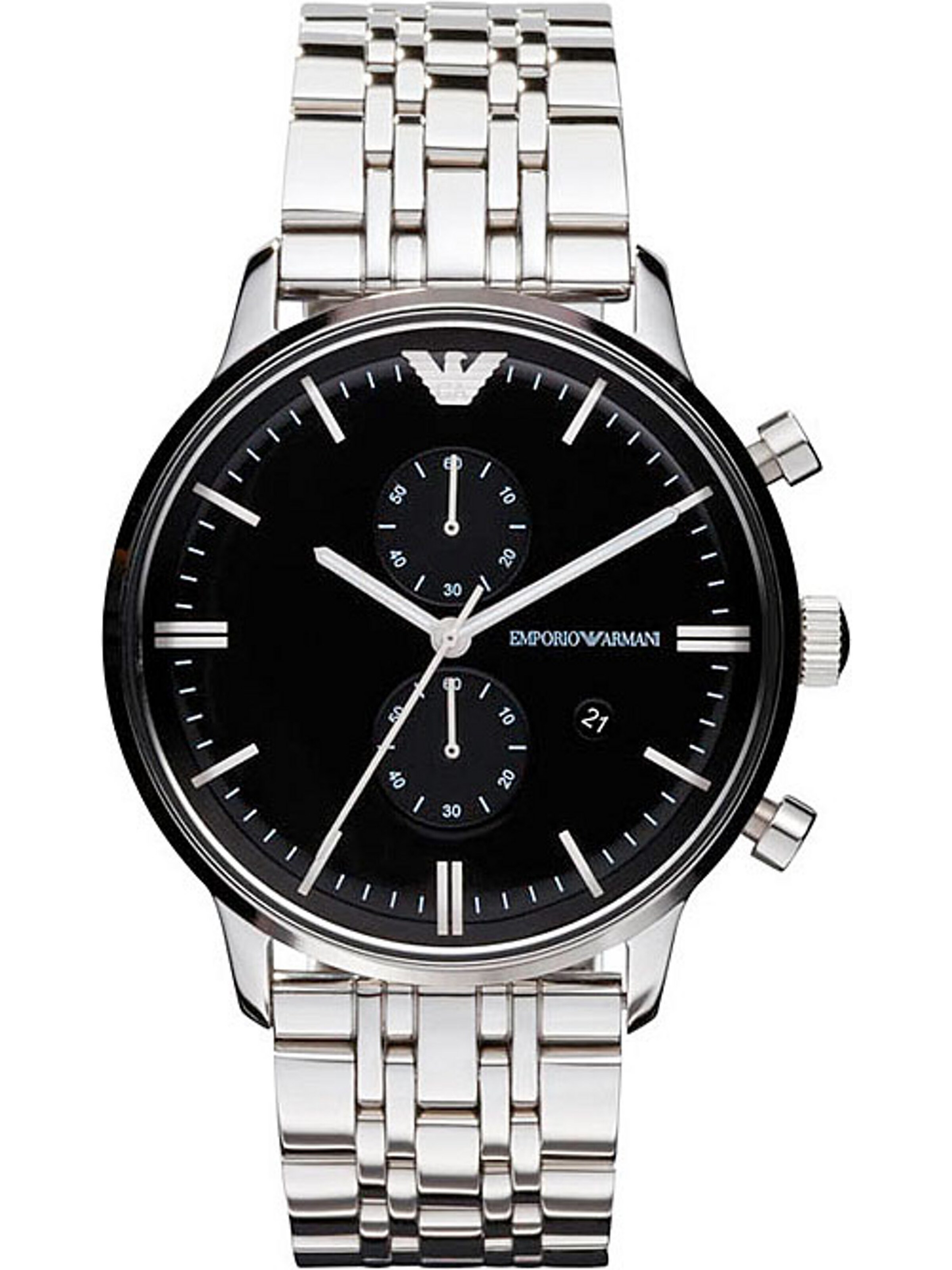 ARMANI Аналогов часовник в сребърно: отпред