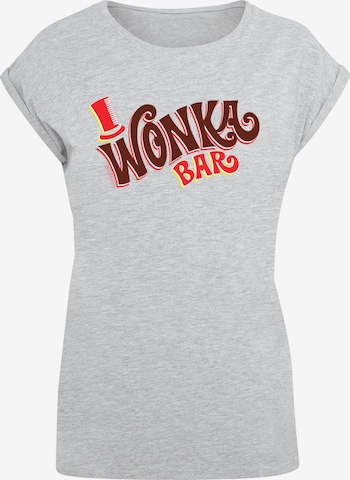 ABSOLUTE CULT Shirt 'Willy Wonka - Bar' in Grijs: voorkant