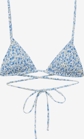 Pull&Bear Triangle Bikini top in Blue: front