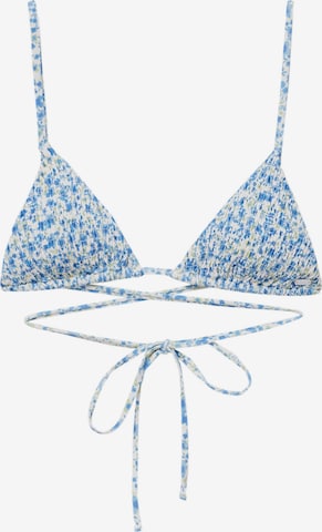 Pull&Bear Triangle Bikini Top in Blue: front