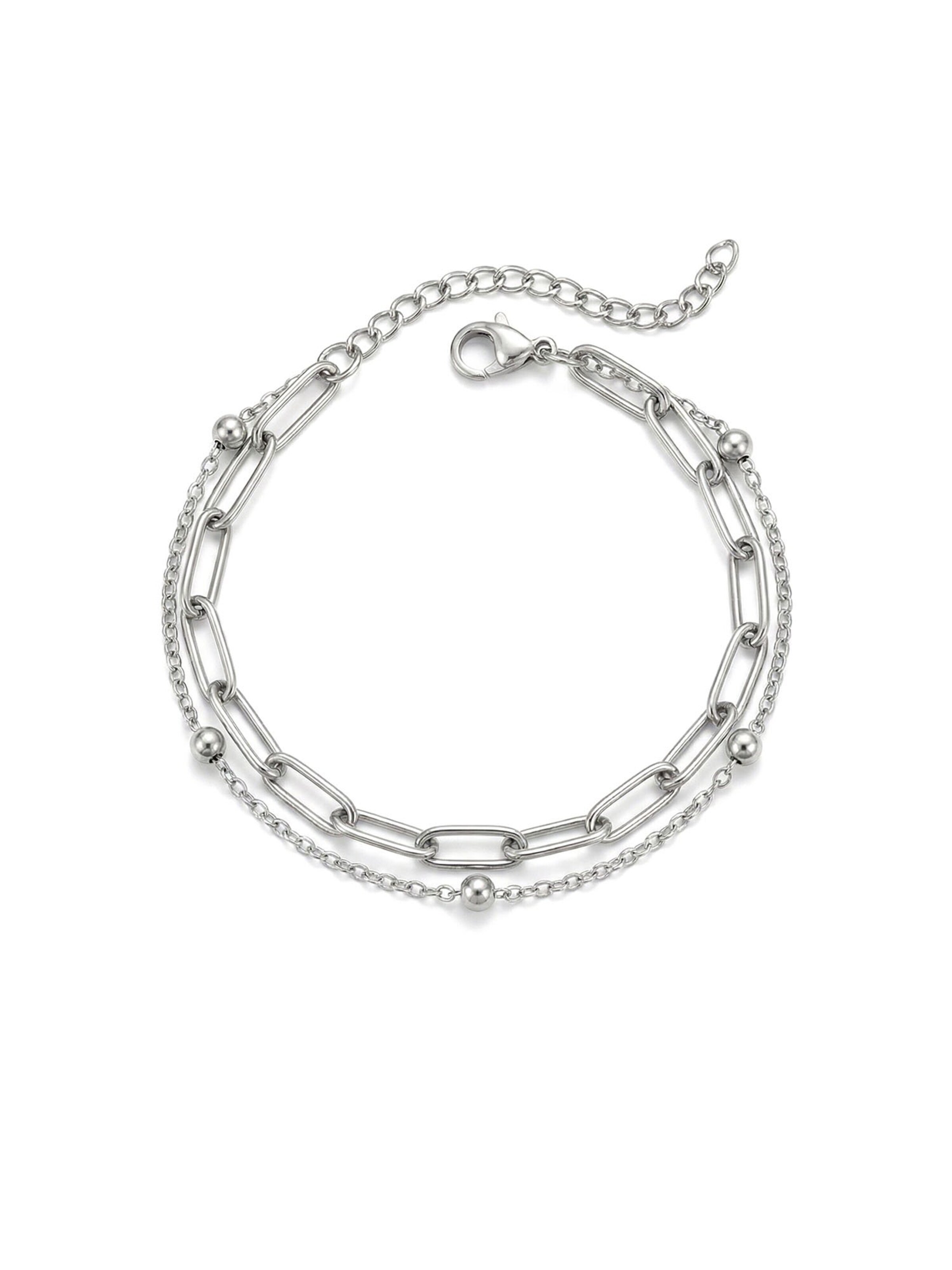 Nemomatheo Bracelet 'Metropolitan – Elegantes Doppelkettenarmband' in Silver: front