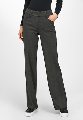 Peter Hahn Boot cut Pleated Pants 'Cornelia' in Grey: front