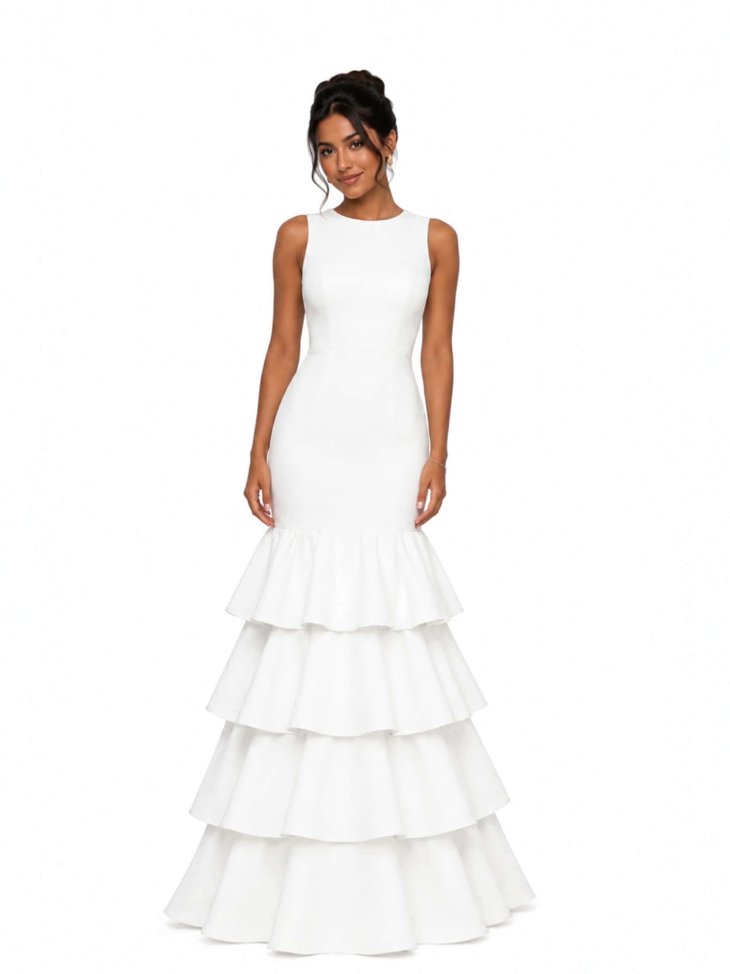 Elena Athanasiadou - Vestido de gala 'LOUISE' en blanco: frente