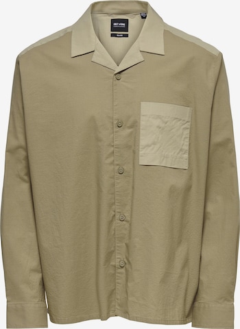 Only & Sons Comfort fit Overhemd 'DENNIS' in Beige: voorkant