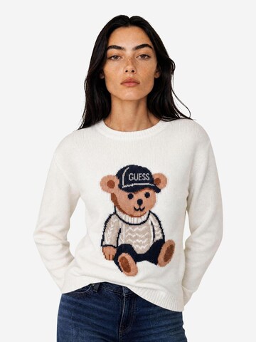 Pullover 'LS CN ALICIA BEAR SW W6BR84 Z1927' di GUESS in bianco: frontale