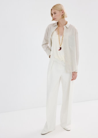 MANGO Wide leg Pleat-Front Pants in White