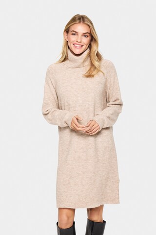 SAINT TROPEZ Gebreide jurk 'Garbie' in Beige: voorkant