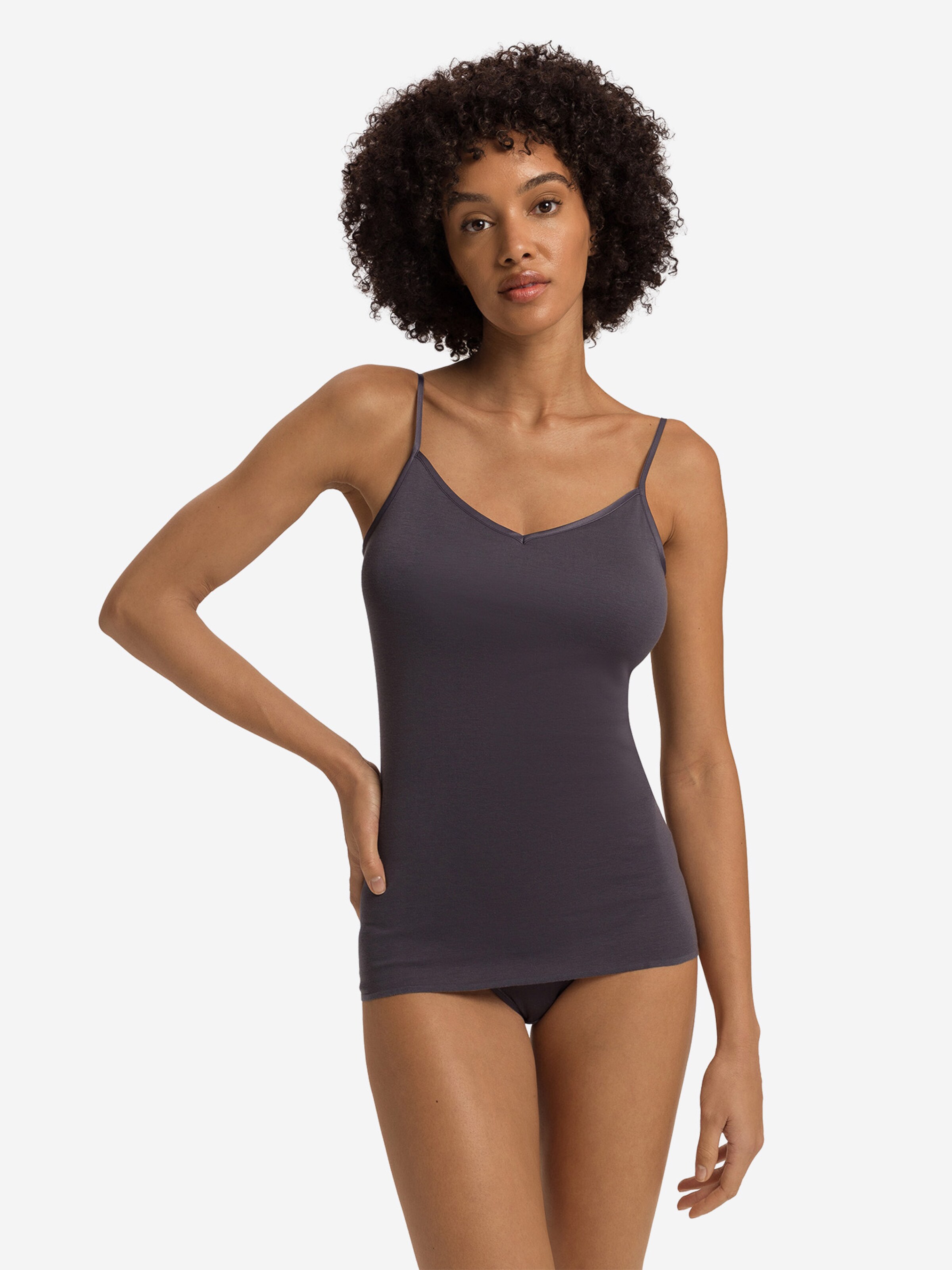Hanro Top ' Cotton Seamless ' in Grey: front