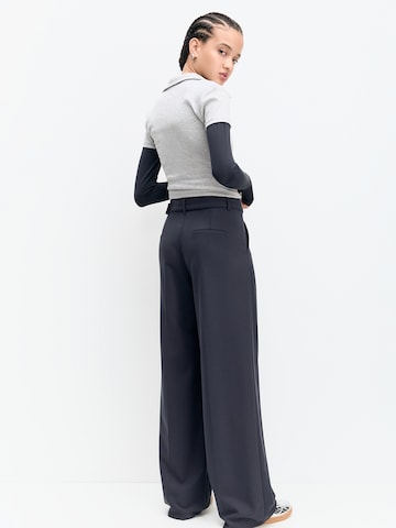 Pull&Bear Wide Leg Hose in Blau