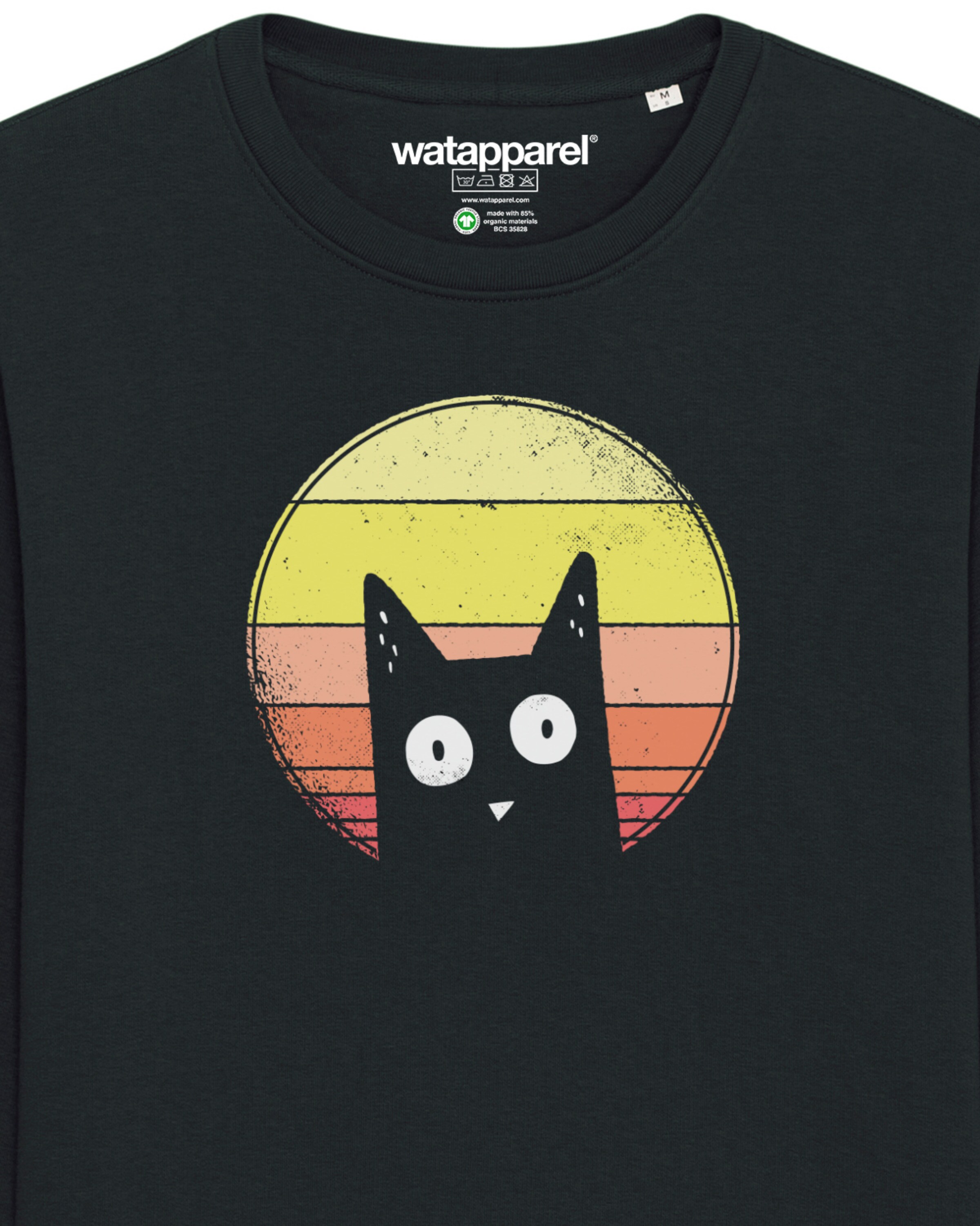 Watapparel Sweatshirt ' Sunset Cat ' in Schwarz