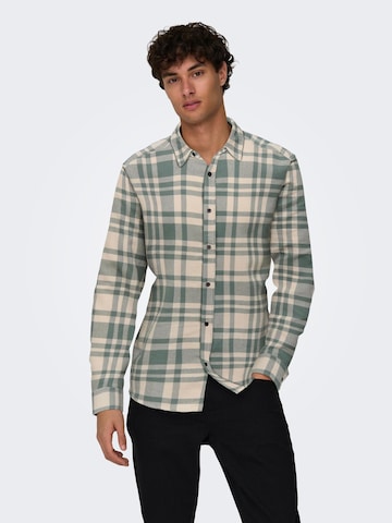 Only & Sons Slim Fit Hemd 'ONSGUDMUND' in Grün: Vorderseite