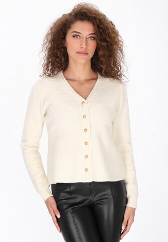 faina Knit Cardigan in White: front