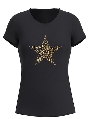 GORHEY Shirt 'Women's Summer Crew Neck Short-Sleeve Leopard Star Print Basic Tees' in Black
