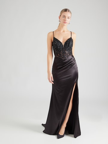 LUXUAR Večerna obleka | črna barva: sprednja stran