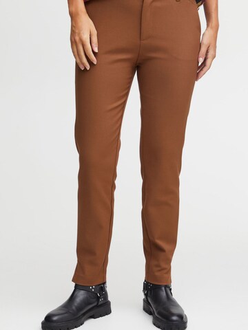 PULZ Jeans Slim fit Chino trousers 'Bindy' in Brown
